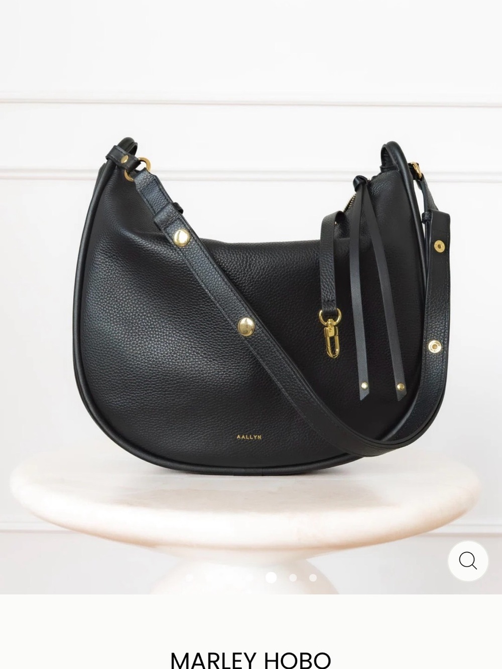 Aallyn Marley Classic Black Leather Shoulder Bag - Picture 8 of 11